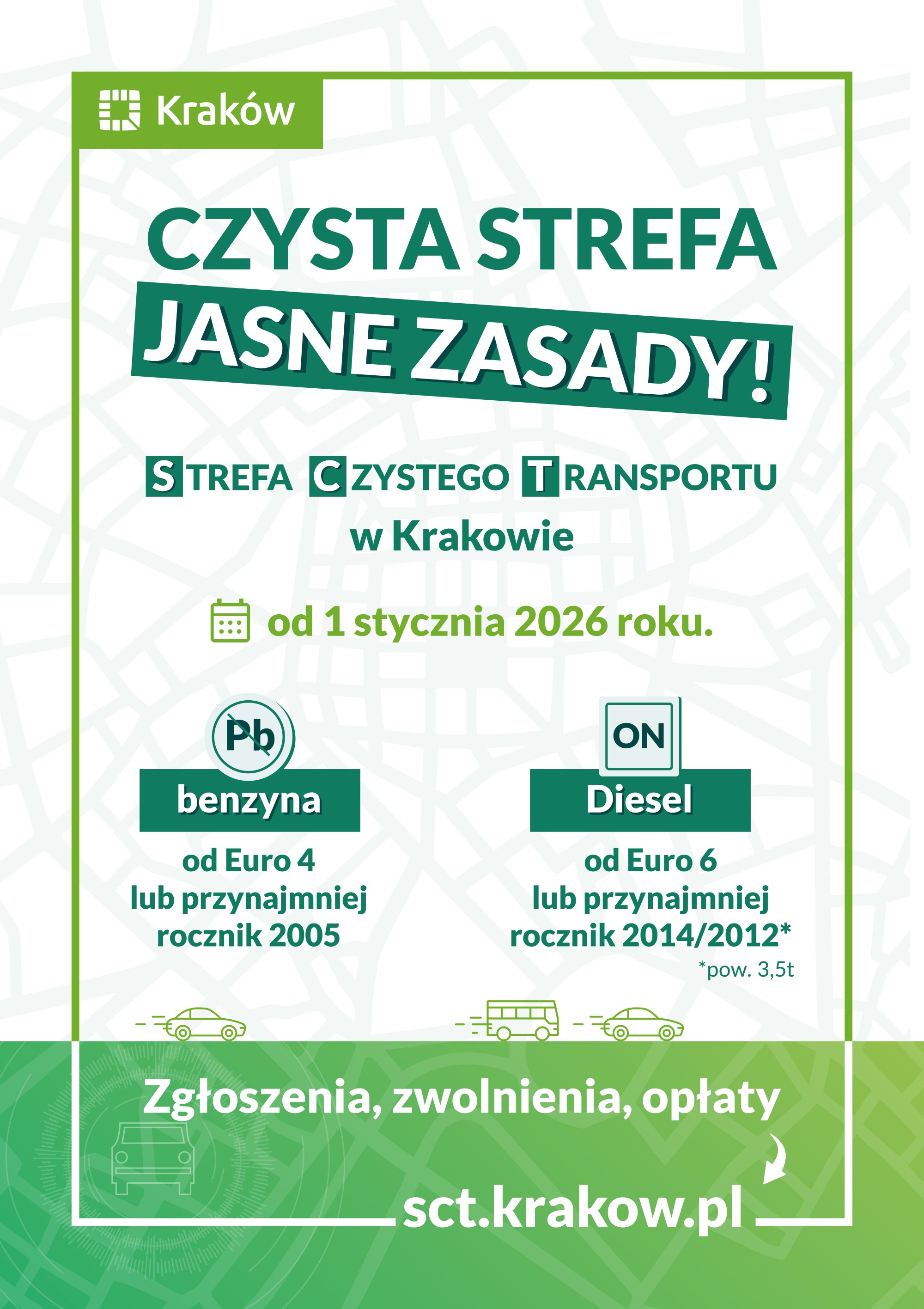 Strefa Czystego Transportu w Krakowie - grafika informacyjna. Strefa Czystego Transportu w Krakowie - grafika informacyjna.