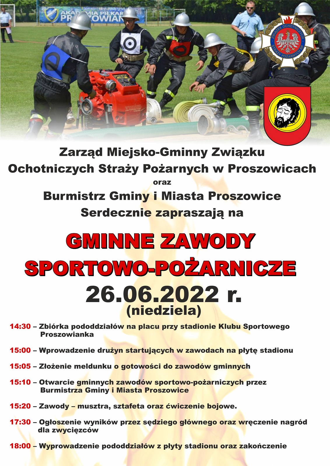Plakat promujący Gminne Zawody Sportowo-Pożarnicze
