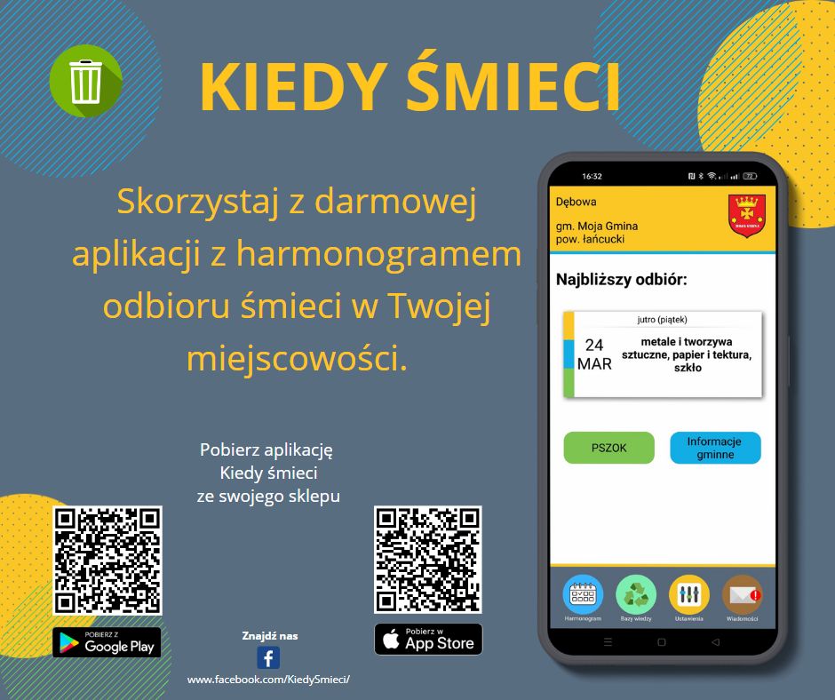 Aplikacja ''Kiedy śmieci'' - grafika informacyjna